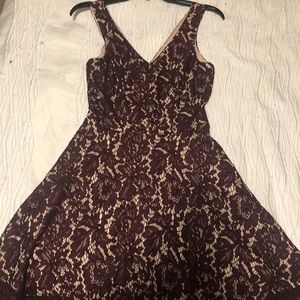 Burgundy and Tan Lace Semi Formal Dress Sz Sm